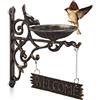 Relaxdays Abbeveratoio per Uccelli in Ghisa, Targhetta "WELCOME", Decorazione da Giardino, Montaggio a Parete, Marrone