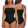 SHAPERIN Donna Body Contenitivo Senza Spalline Shapewear Bodysuit Pancia Piatta Slimming Body Modellante Senza Cuciture Body Shaper, Nero, L