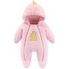 JiAmy Baby Tuta Invernale Con Cappuccio Pagliaccetto Ragazzi Ragazze Tuta in Pile Orso Cartone Animato per Bambini 9-12 Mesi Rosa