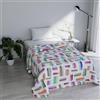 Italian Bed Linen Trapuntino Fantasy, in microfibra, estivo, 1 posto e mezzo, multicolor