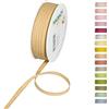 Halbach Seidenbänder Nastro decorativo con bordi in lino, larghezza 7 mm, lunghezza 30 m, nastro regalo per decorare fai da te, nastro decorativo fai da te, colore: giallo miele/lino