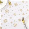 GEBETTER 28cm×10Yards Runner da Tavolo Natalizio, Rotolo Tulle Oro Bianco in Organza Fiocchidi Neve, Decorazione Tavolo per Natale Capodanno Compelanno Feste