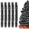 Aurasky Ghirlande per Albero di Natale, 10 M Tinsel Festone, Decorazioni Natalizie - Negro