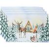 Frigg Set di 4 Sottopiatti Natalizi, Decorazioni Natalizie per La Tavola, 45 * 30 cm Tovaglietta Antiscivolo Resistente al Calore, Tovagliette Natalizie in Cotone e Lino Alce, per Centro Tavola Natalizi