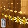 Ninonly Tenda Luminosa Interni Natale, 126 LED Fiocco di Neve Luci Stelle, 8 Modalità Catena Luminosa Impermeabile, Luci Balconi Decorative Per Esterno Festa Matrimonio