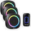 Tecknet Campanello Senza Fili da Esterno, Campanello Wireless IP66 Impermeabile con RGB Indicatori 400M Operativo Portata, 60 Suonerie, 5 Volumi Selezionabili,(1xTrasmettitore e 3x Ricevitore)