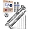 NietFullThings Viti a testa bombata per terrazze, 5 x 80, in acciaio inox A4, viti a testa bombata Torx, spessore 5 mm, 1000 pezzi, viti per legno Torx, lunghezza 80 mm, con 4 punte Torx