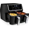 Tristar FR-6970 Friggitrice Senza Olio a Doppia cestello, Pannello di Controllo Digitale tattile, capacità 9 l, Multifunzione, Timer 0-60 min, Temperatura Regolabile 80-200°C, 1800 W