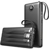 VEEKTOMX POWER BANK Power Bank 20000mAh Batteria Esterna con Cavi Integrati Caricatore Portatile Powerbank USB C con 5 Uscite e 2 Ingressi Compatibile con iPhone, iPad, Samsung, Huawei, Xiaomi (Nero)