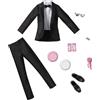 Barbie Mattel - Barbie Ken Fashion 2-Pack, Groom Outfit for Ken Doll with Tuxedo, Shoes, Watch, Gift, Wedding Cake with Tray & Bouquet