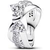 PANDORA Anello da donna con fiocco scintillante incrociato, argento 193553C01, 52/16,6, Argento sterling, Zirconia cubica