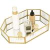 SLHEQING - Vassoio a specchio con finiture dorate, stile vintage, per trucchi e gioielli