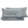 Smart Deco Home Completo letto lenzuola in raso di puro cotone Made in Italy con elegante ricamo MATRIMONIALE GRIGIO FUMO