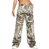 TACSTRUN I Jeans Cargo mimetici Larghi a Vita Alta da Donna funzionano con Pantaloni Casual in Denim a Gamba Dritta,Marrone,L