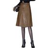 Lazutom - Gonna longuette da donna, stile vintage, in pelle PU, Marrone, 40