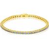 LUXURY MILANO Bracciale tennis Luxury Milano in argento dorato con zirconi azzurri. Altezza 2,5 mm. Scegli la tua misura.
