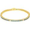 LUXURY MILANO Bracciale tennis Luxury Milano in argento dorato con zirconi azzurri e bianchi. Altezza 2,5 mm. Scegli la tua misura.