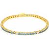 LUXURY MILANO Bracciale tennis Luxury Milano in argento dorato con zirconi azzurri e bianchi. Altezza 2,5 mm. Scegli la tua misura.
