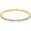 LUXURY MILANO Bracciale tennis Luxury Milano in argento dorato con zirconi azzurri e bianchi. Altezza 2,5 mm. Scegli la tua misura.