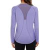Wayleb Maglietta Sportiva da Donna Scollo a V Maniche Lunghe T-Shirt Sportive Asciugatura Rapida Magliette Longsleeve Fitness Yoga Palestre Running T Shirt Tops, Viola XL