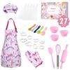 Anpro 27 Pezzi Set da Cucina per Bambini, Unicorno Set di Chef Gioco di Utensili Bambini da Accessori, Cuoco Cappello Utensili da Cucina Mitt, Ideale Regalo di Compleanno e Natale, 8-12 Anni