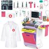 deAO Kit Valigetta Dottore Bambini, Gioco Dottoressa Bambina Carrello da dottore Valigetta Medico Infermiere con Stetoscopio Siringa Simulazione Dottore Medico Kit con Accessori | Rosa