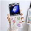 LCHULLE Custodia Glitter Compatibile con Samsung Galaxy Z Flip6 5G Cover Ragazze trasparente Custodia Carino Luna Stella Pianeta Modello Cover Silicone Clear Case per Samsung Z Flip6 5G Trasparente