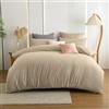 Soifox Biancheria da letto 220 x 240 cm, colore beige sabbia, morbida e confortevole, non necessita di stiratura. Copripiumino 220 x 240 cm, con federa da 80 x 80 cm, set da 2 biancheria da letto con