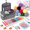 Coopay Set di 73 pezzi per principianti di uncinetto, set di uncinetti portatile con 15 lana, borsa, accessori per uncinetto, uncinetti ergonomici da 2,0-10 mm con manico lungo e morbido, set di