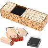 VMUTGA 40 Timbri Lettere Alfabeto, Include Lettere, Numeri e Simboli con Tamponi di Inchiostro, Timbri in Legno per Scrapbooking, Artigianato, Biglietto d'auguri fai da te