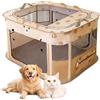ALLSOPETS Recinto per Cani da Interno Pieghevole, Anche per Esterno, Box Traspirante Portatile per Gatti Conigli Cuccioli con Borsa da Trasporto, per Viaggi e Campeggio (Orso Marrone, M)