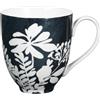 GENEVIEVE LETHU 536552 - Tazza da 35 cl, in porcellana, gamma di ombre bucoliche, Ø 9 cm H 10 cm, colore: nero, decoro bianco