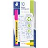 STAEDTLER Noris Writing pen 307 Fineliner, alloggiamento in 97% plastica riciclata a norma ISO 14021, Fineliner in plastica riciclata, magenta, scatola pieghevole, 10 fineliner, 307-20