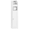 SoBuy Mobiletto Bagno Salvaspazio Armadietto Stretto con Anta, Ripiano Regolabile e Porta Carta Igienica Colonna Mobile per Bagno Piccolo adatto per WC, Lavanderia e Ingresso Bianco FRG177-W