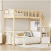 MOBETTRES Letto a soppalco 90 x 200 cm, con scala di sicurezza, struttura in legno di pino massiccio, per bambini e ragazzi (legno naturale)