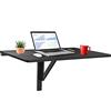 GIANTEX Tavolo Pieghevole a Muro, Piano Separato, Scrivanie Salvaspazio, Tavolino Pranzo in Legno, Supporto per Computer, Ideale per Camera e Appartamento, 80x60x45cm (Nero)