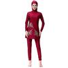 WOWDECOR Islamico Swimwear Musulmano Costumi da Bagno per Donne Ragazza Piena di Nuoto Burkini Beachwear, Wine Red, M(Height: 5'0-5'4)