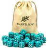 Waldfelsen 6, 12, 20, 30 o 50 dadi di alta qualità, dimensioni standard, 16 mm, dadi in acrilico, dadi da gioco a sei facce, accessori da gioco, set con sacchetto in tessuto (Turchese, 30 pezzi)
