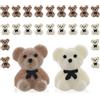 Prasacco 24 Pezzi Mini Orsacchiotto Piccolo Orsacchiotto Floccato Peluche Orsacchiotto Bambola per Portachiavi Fai da Te Compleanno Matrimonio Laurea Decor Regalo (20mm, 12 Marrone + 12 Bianco)