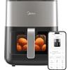 MIDEA Friggitrice ad aria calda, 6,5 l, LED Touch Screen XL, riscaldamento regolabile, temperatura del vento e del timer, meno olio, 2000 W, nastro nero