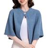 FWSHANGMAO Elegante Mantello Da Donna Con Apertura Frontale, Morbido Poncho, Lavorato A Maglia, Corto, Cardigan Con Bottone, Adatto Per Abiti Da Sera, Scialli Da Sposa, Blu