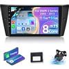 NHOPEEW Autoradio Android 8 core per BMW Serie 3 E90 E91 E92 E93 2005-2013 - Carplay senza fili & Android Auto - 4 + 64G Schermo da 9 pollici DSP Radio - WiFi/GPS/SWC + Telecamera posteriore AHD e MIC