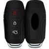 Cover Key Cover Chiave Auto Custodia in Silicone Telecomando 3 Tasti Compatibile con Ford Mondeo Ka Fiesta Focus Galaxy Mustang Kuga Transit Puma Edge Mondeo C-Max (Nero)
