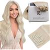 RUNATURE Extension Capelli Biondi Clip 30cm 7pcs 80g Clip Extension Capelli Bionda Bianca Capelli Umani Remy Extension con Clip Capelli Veri #800