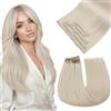 Easyouth Extensions Capelli Veri Clip Biondi Clip Extension Capelli Veri Bianco Biondo Hair Extensions Clips Ins Lisci #1000 35cm 70g 5pcs