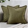 DakTou Federe Cuscini Verde Oliva Velluto a Coste a Righe Boho Fodere per Cuscino Quadrate Moderno Elegante Morbido Copricuscini Decorativi per Divano Camera da Letto Soggiorno 40x40 cm Set di 2