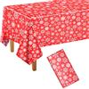PLULON Tovaglia di Natale Fiocchi di neve Tovaglia in plastica 137 x 274 cm Rettangolo Tovaglia rossa per la festa di Natale Vacanze invernali Casa Decorazioni per la tavola Articoli per feste Natale