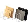 simplywire - Supporto per teglie da forno e taglieri - Confezione da 2 - Rastrelliera per coperchi, pentole e padelle - Organizer per credenze da cucina - Bianco