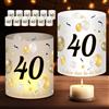 QXRXN Lanterna Portacandela da Tavolo 40 Anni per Uomo Donna, 12 Antivento Decorazioni Compleanno con Candeline