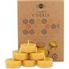 Danilovo - Candele Decorative in Cera d'Api - Candele Naturali, Piccole Rotonde con Stoppini in Cotone - Durata: 4 Ore - Set di 24 Candele Cera D'api Naturale - Porta Candela in Plastica Riciclata